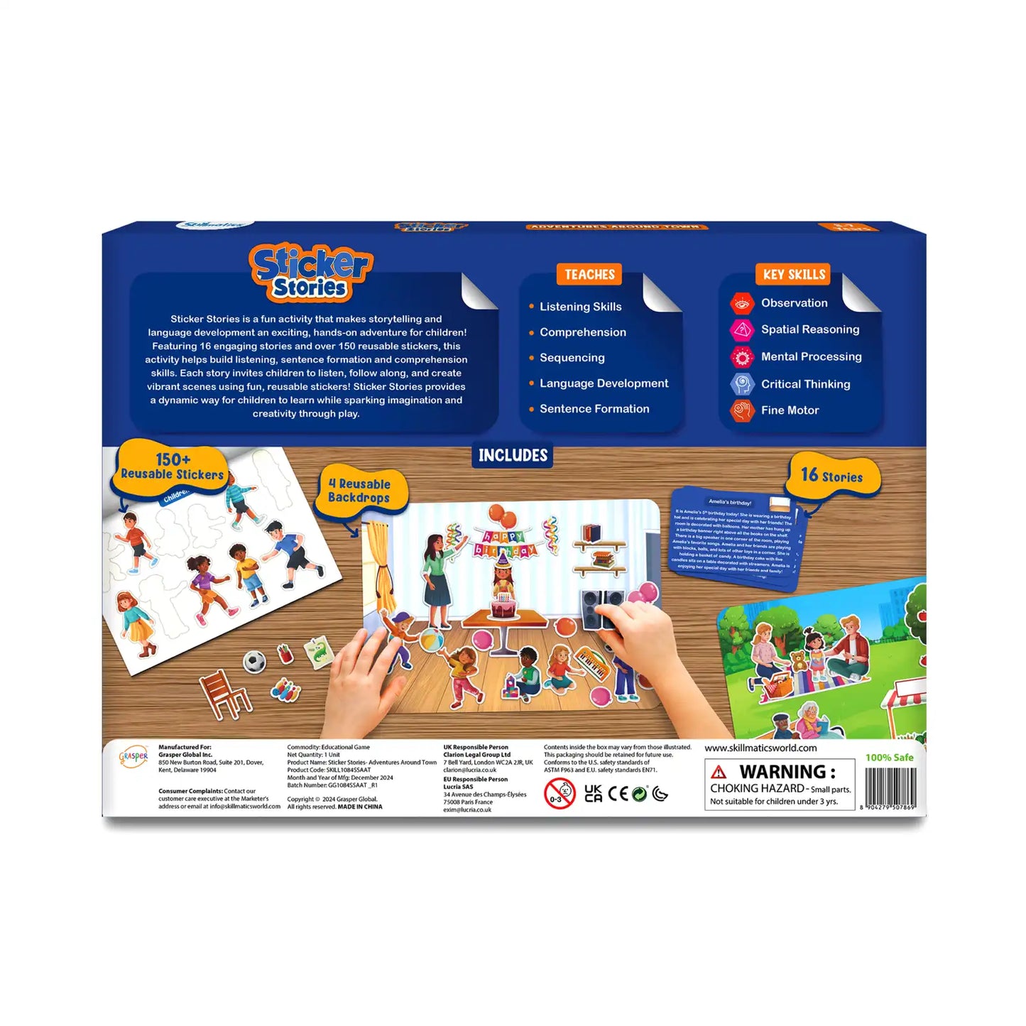 Sticker Stories activity box for Adventure Around Town game for ages 3 to 7