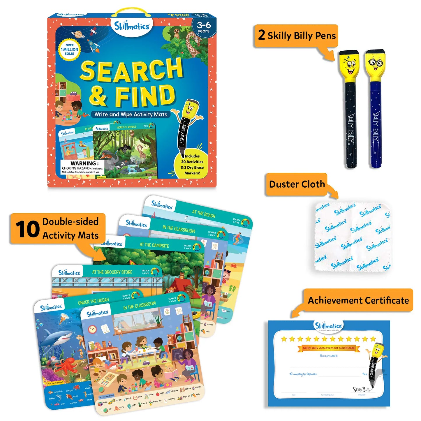 Children’s search and find activity set from Skillmatics on reusable mats for ages 3 to 6