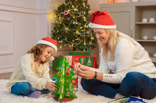 mother and child playing advent calendar