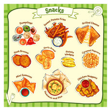Colorful snack food collage for Play Food for Realistic Pretend Play for Ages 3+