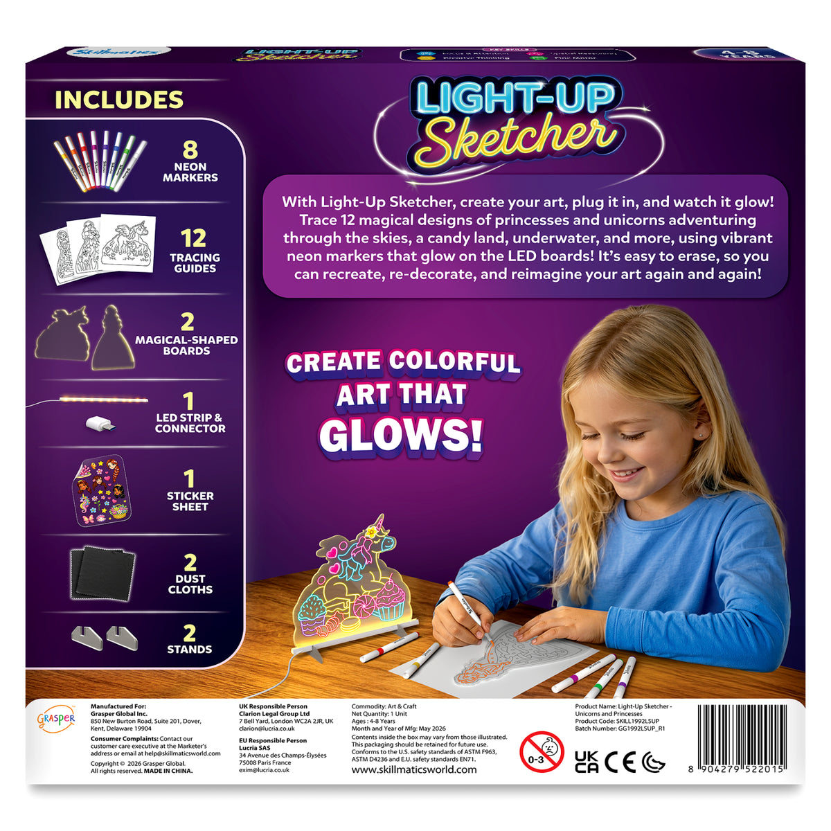 Light-Up Sketcher: Unicorns & Princesses | Reusable LED Drawing Boards (ages 4-8)