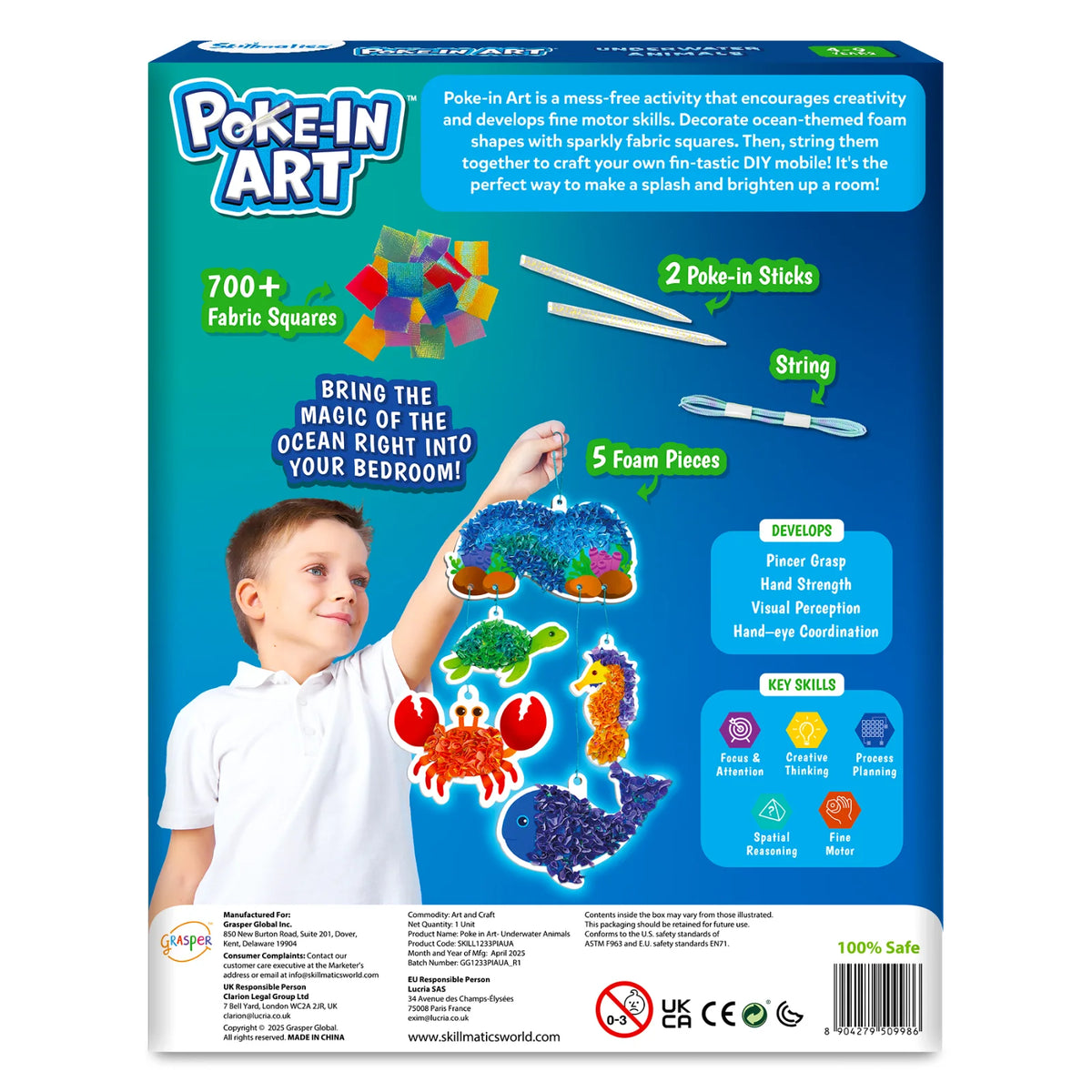 Poke-in Art Kit with underwater animal designs for mess-free kids’ art ages 4-9
