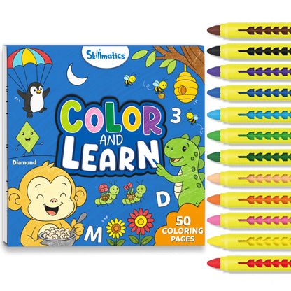 Color and Learn: Letters, Numbers, Phonics and Shapes | Colouring Book (ages 3-6)