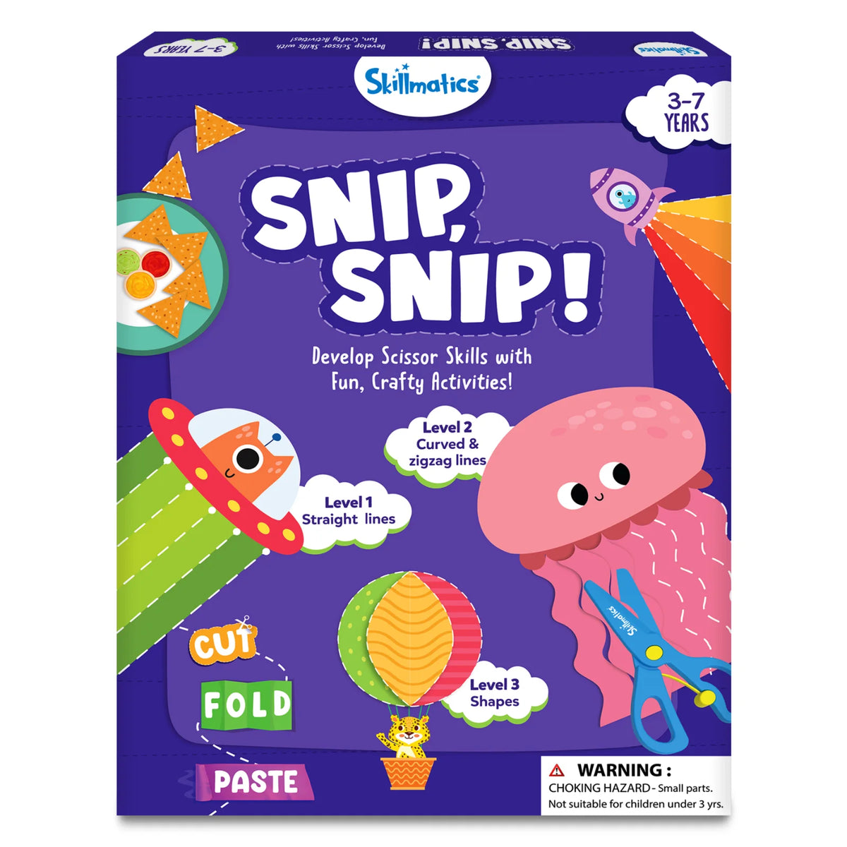 Children’s scissor skills activity box from Snip Snip Art & Craft Activity Kit for ages 3 to 7