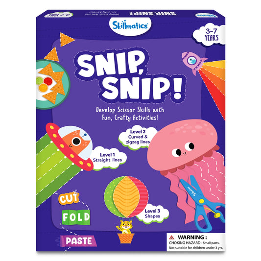 Children’s scissor skills activity box from Snip Snip Art & Craft Activity Kit for ages 3 to 7