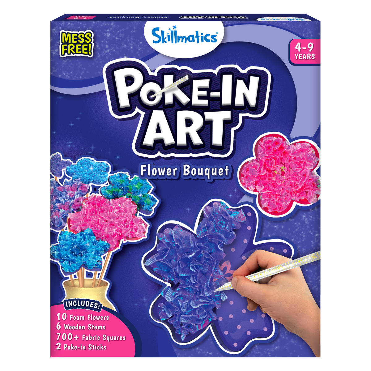 Colorful poke-in art flower bouquet kit for kids ages 4-9, mess-free creative craft