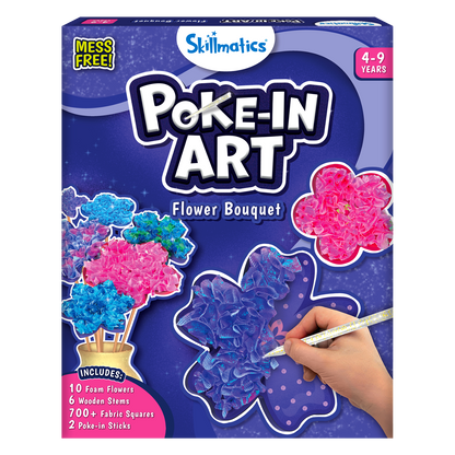 Colorful poke-in art flower bouquet kit for kids ages 4-9, mess-free creative craft