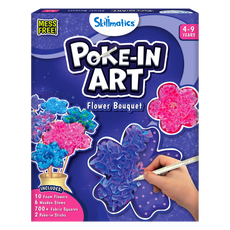 Colorful poke-in art flower bouquet kit for kids ages 4-9, mess-free creative craft