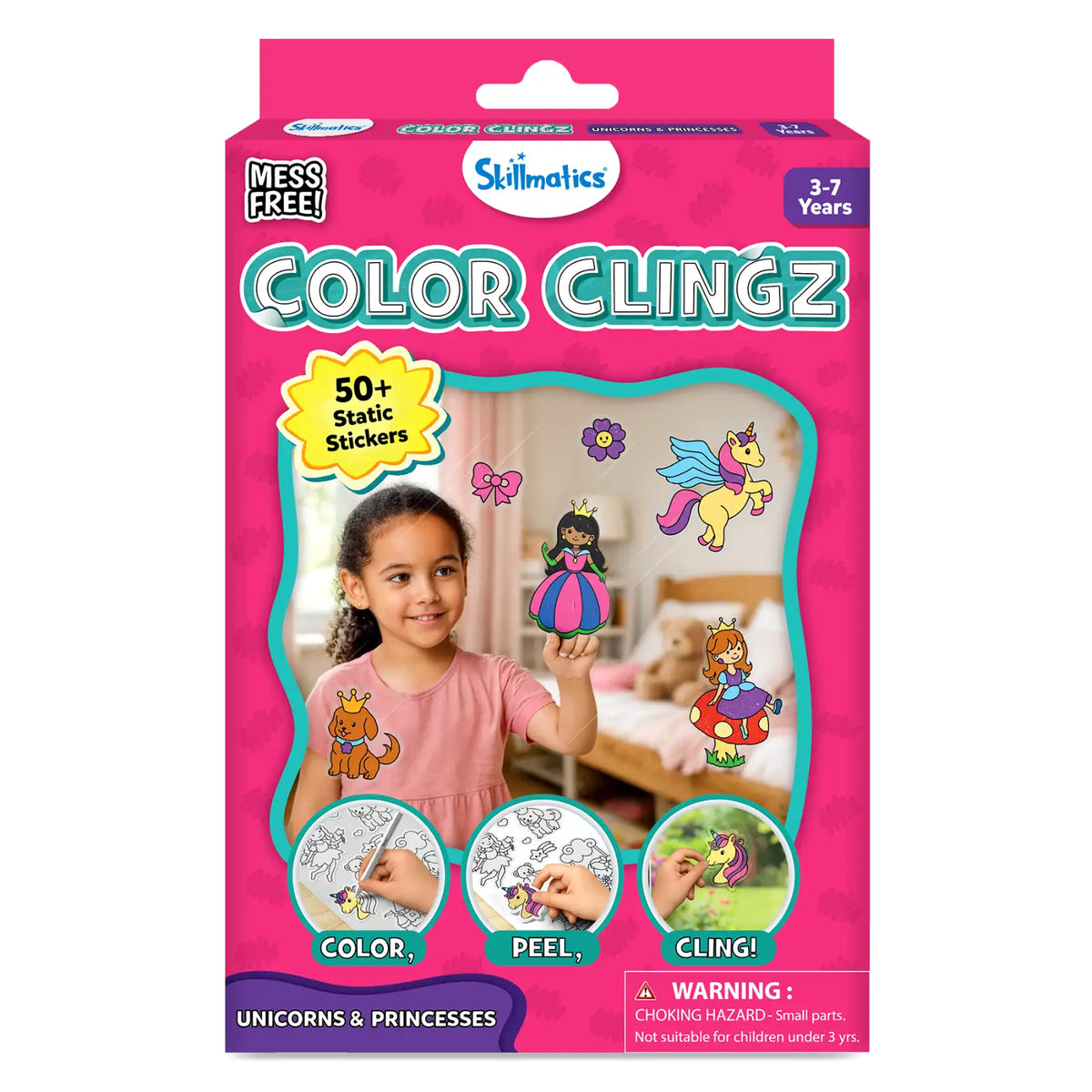 Color Clingz Unicorns & Princesses | 50+ Reusable Mess-Free Static Stickers