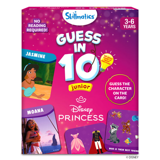 Disney Princess Guess in 10 Junior trivia card game for ages 3 to 6