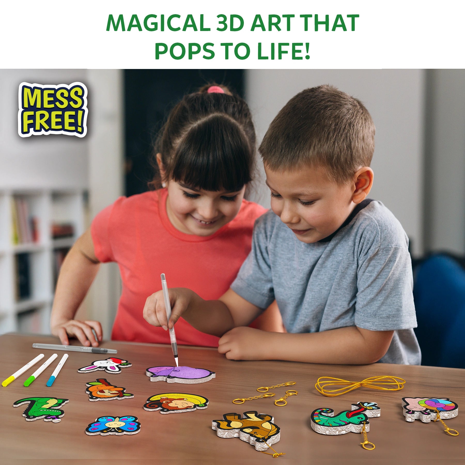 Children’s 3D art activity with Aqua Puffs Animal Friends 3D Art Kit for ages 4+