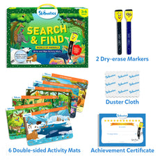 Children’s search and find activity set featuring world of animals reusable mats for ages 3-6