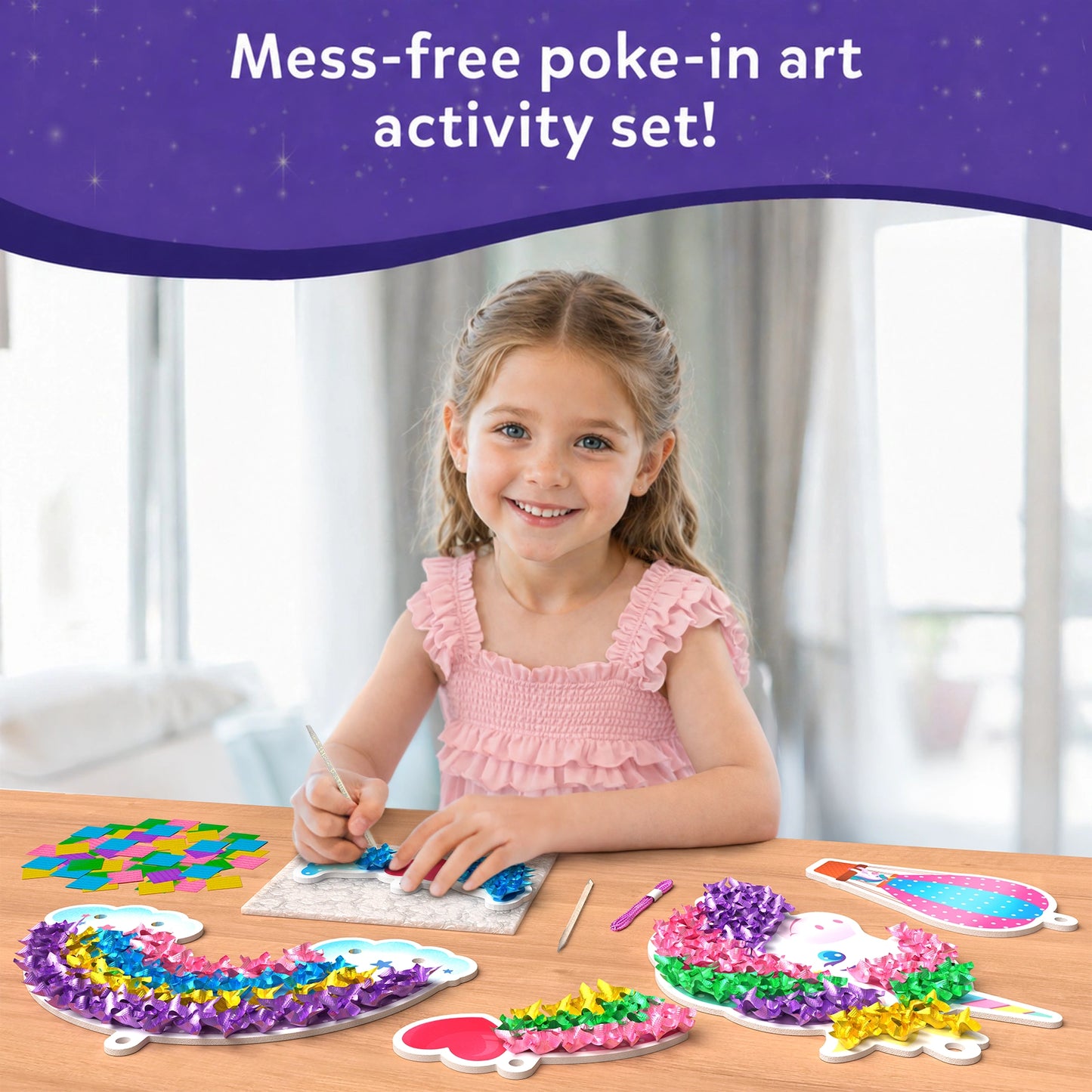 Poke-in Art Magical Unicorn Dream Decor set for mess-free creative fun for kids