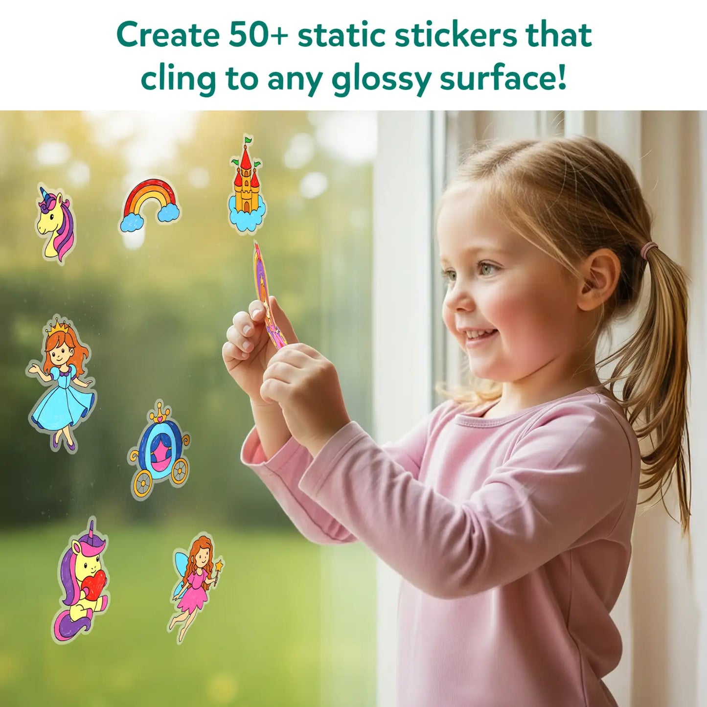 Color Clingz Unicorns & Princesses | 50+ Reusable Mess-Free Static Stickers