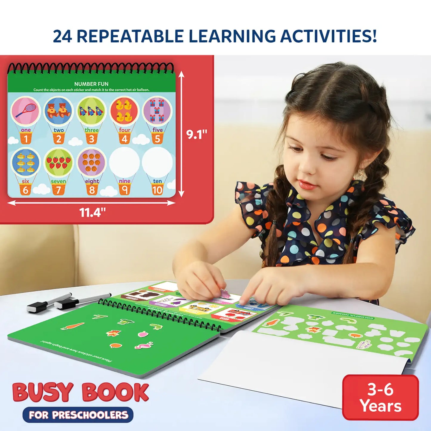 Skillmatics Montessori Busy Book for Toddlers – Preschool Learning Activities, 150+ Reusable Stickers