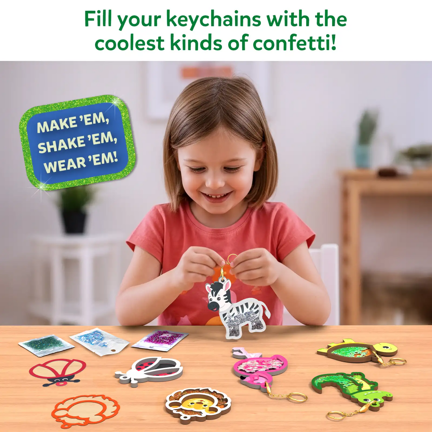 Shake-its: Amazing Animals | DIY Craft Kit with Keychains (ages 4-9)