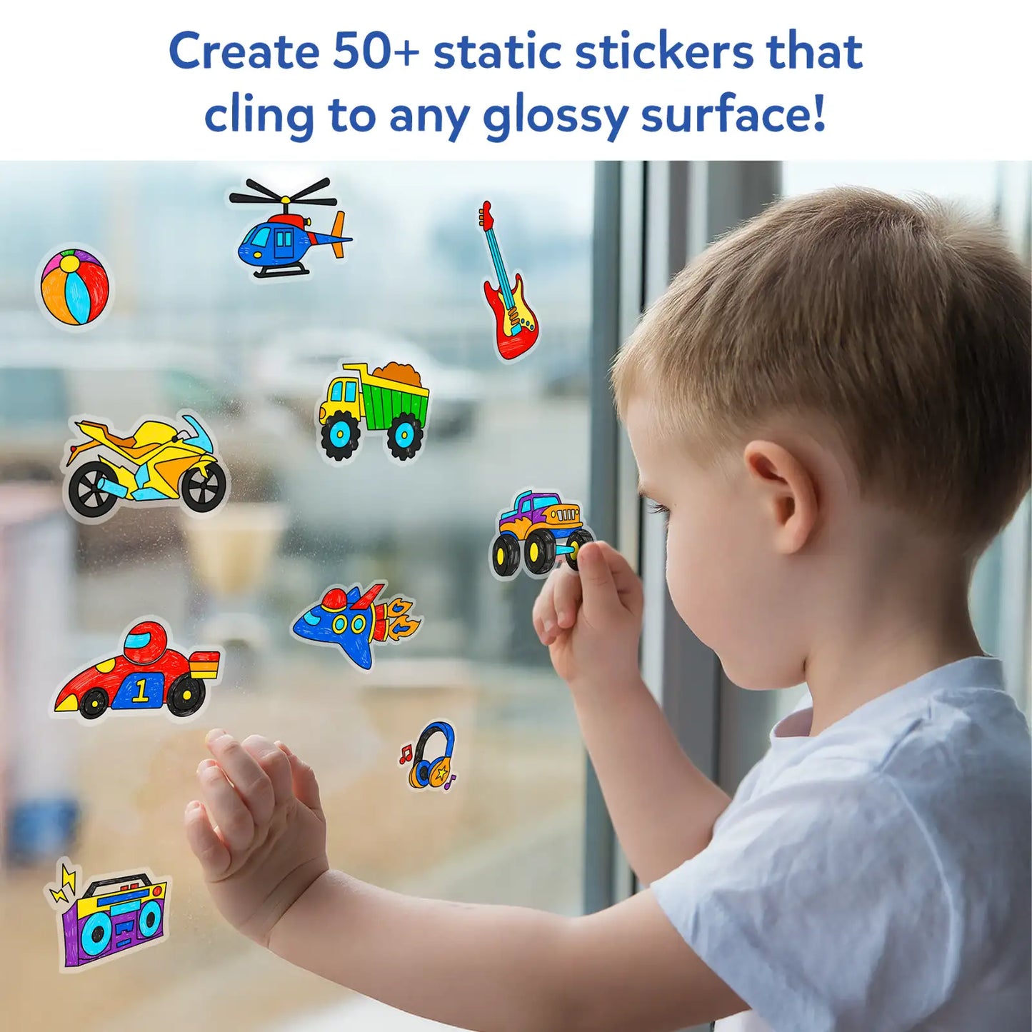Color Clingz: Cars, Sports, Dinos & More! | Mess-Free Reusable Static Stickers (Ages 3-7)