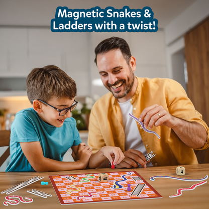 Snakes & Ladders | Magnetic & Customizable Board Game with a Twist (ages 4+)