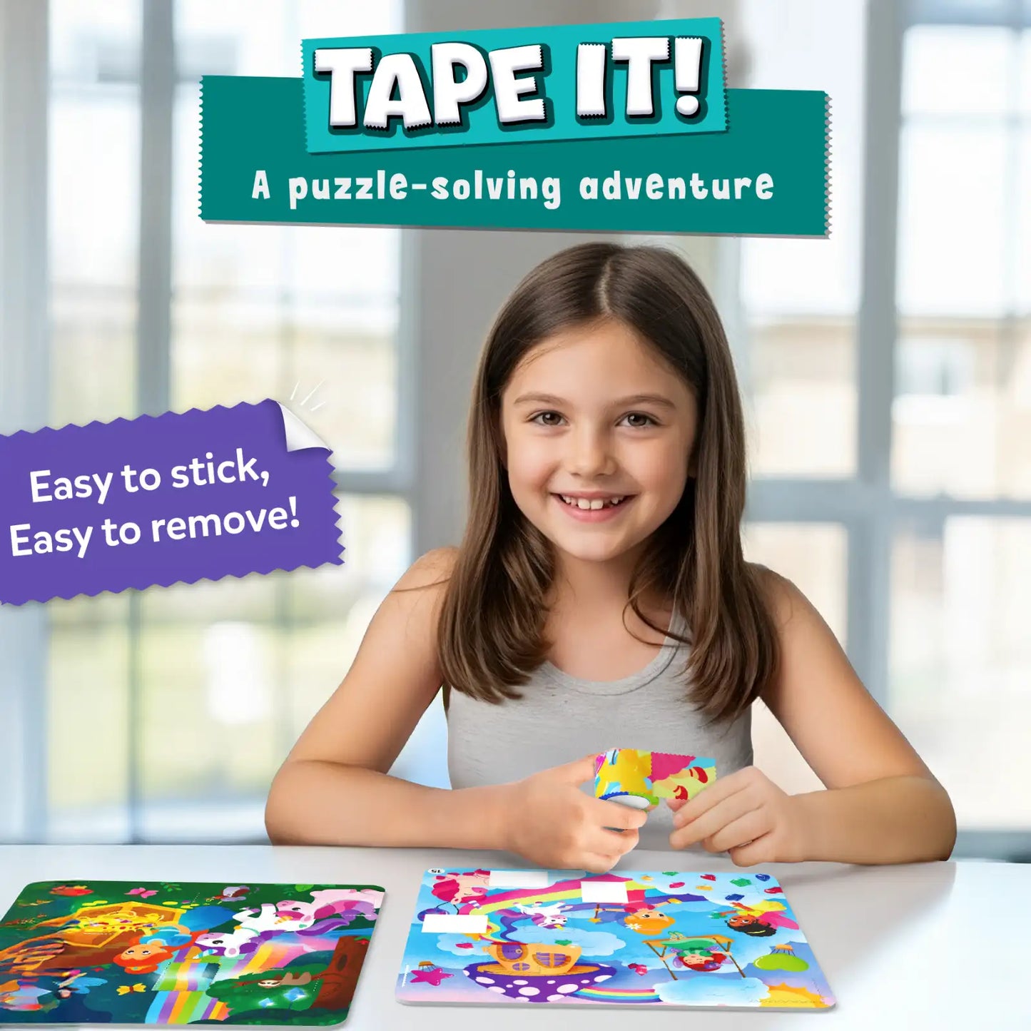 Tape It: Unicorns & Princesses | Sticker Puzzle Activity (Ages 4-8)