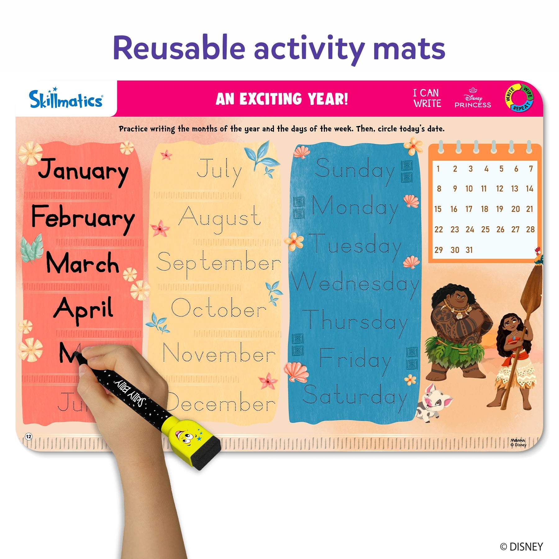 Reusable activity mat for learning featuring Disney Princess from I Can Write series