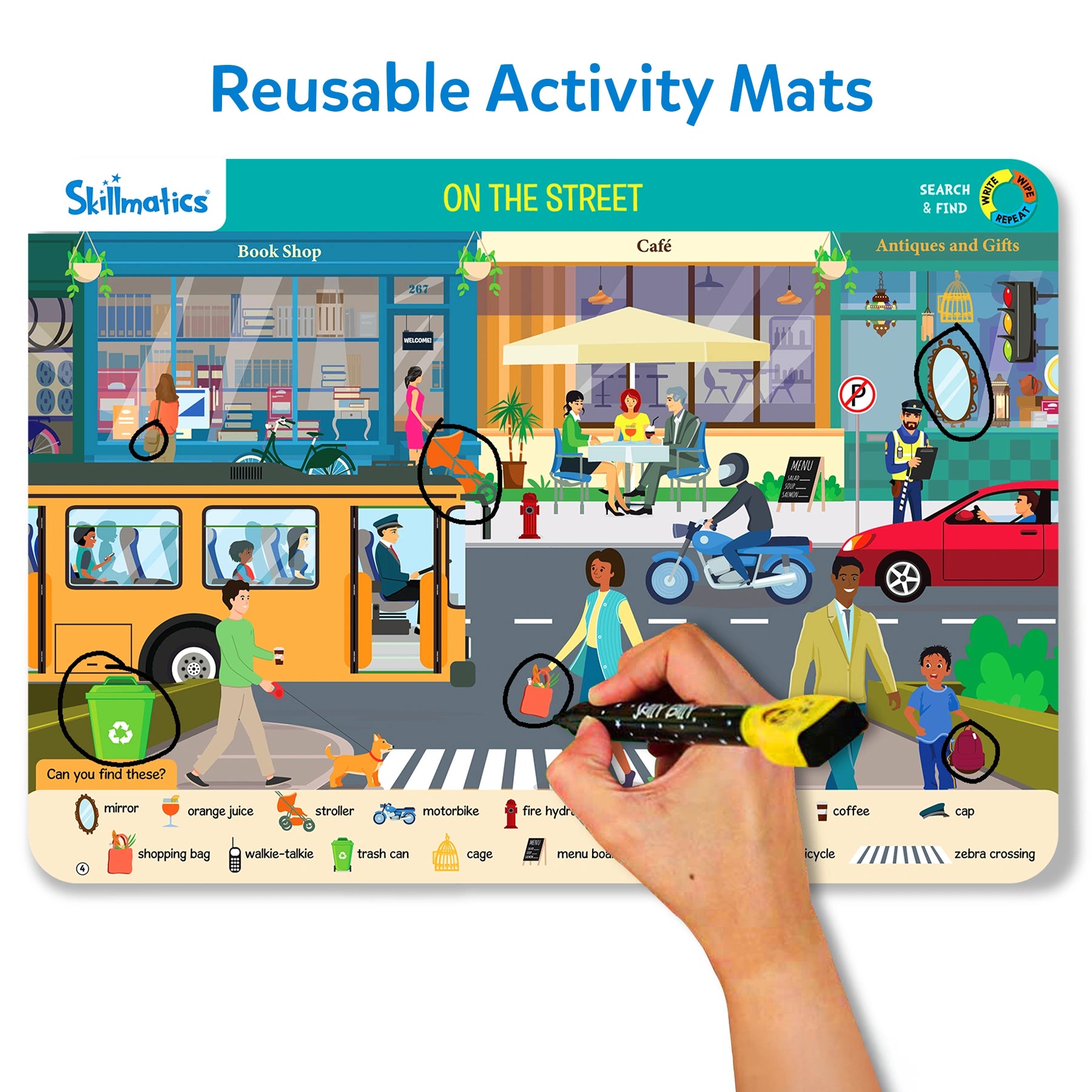 Reusable activity mat from Search and Find Megapack for ages 3 to 6