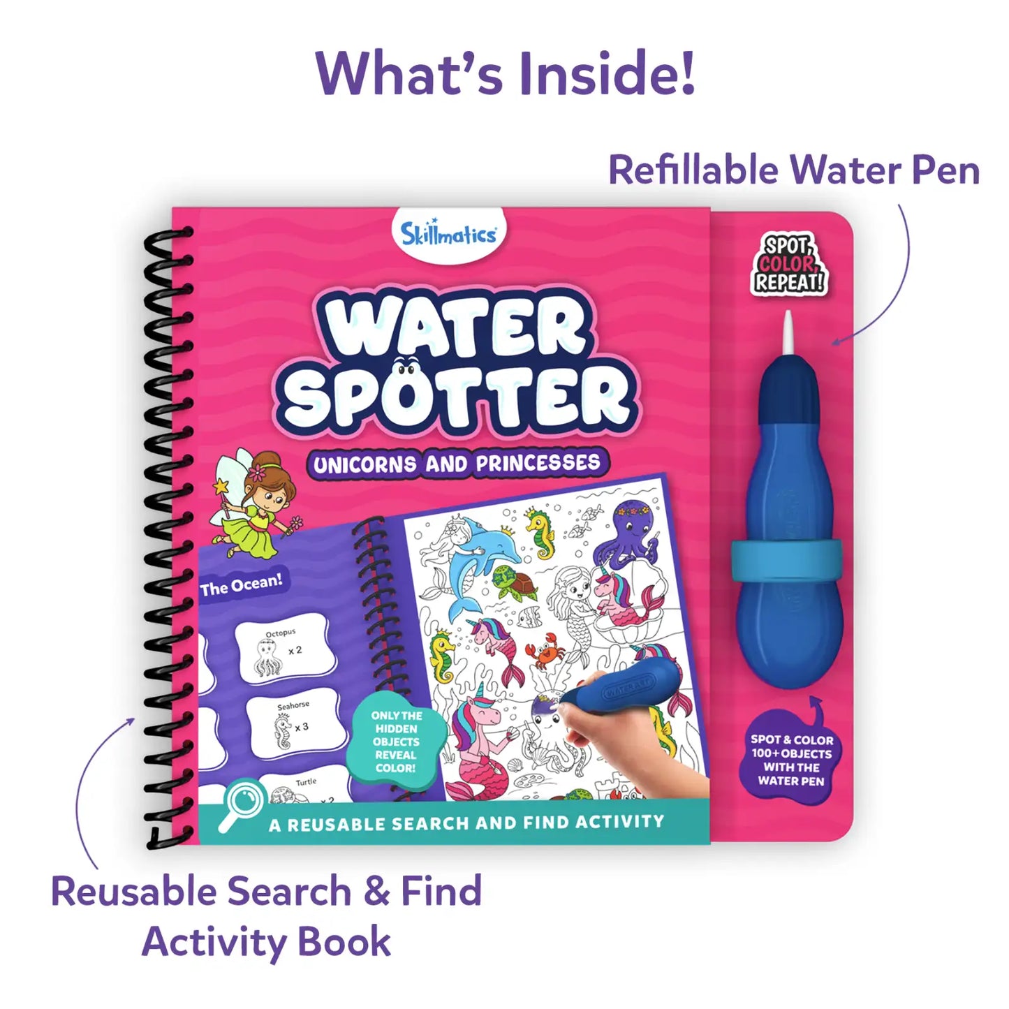 Water Spotter:Unicorns & Princesses | Reusable Search & Find Book (ages 4-8)
