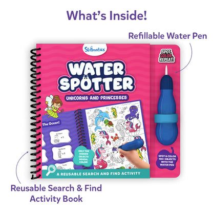 Water Spotter:Unicorns & Princesses | Reusable Search & Find Book (ages 4-8)