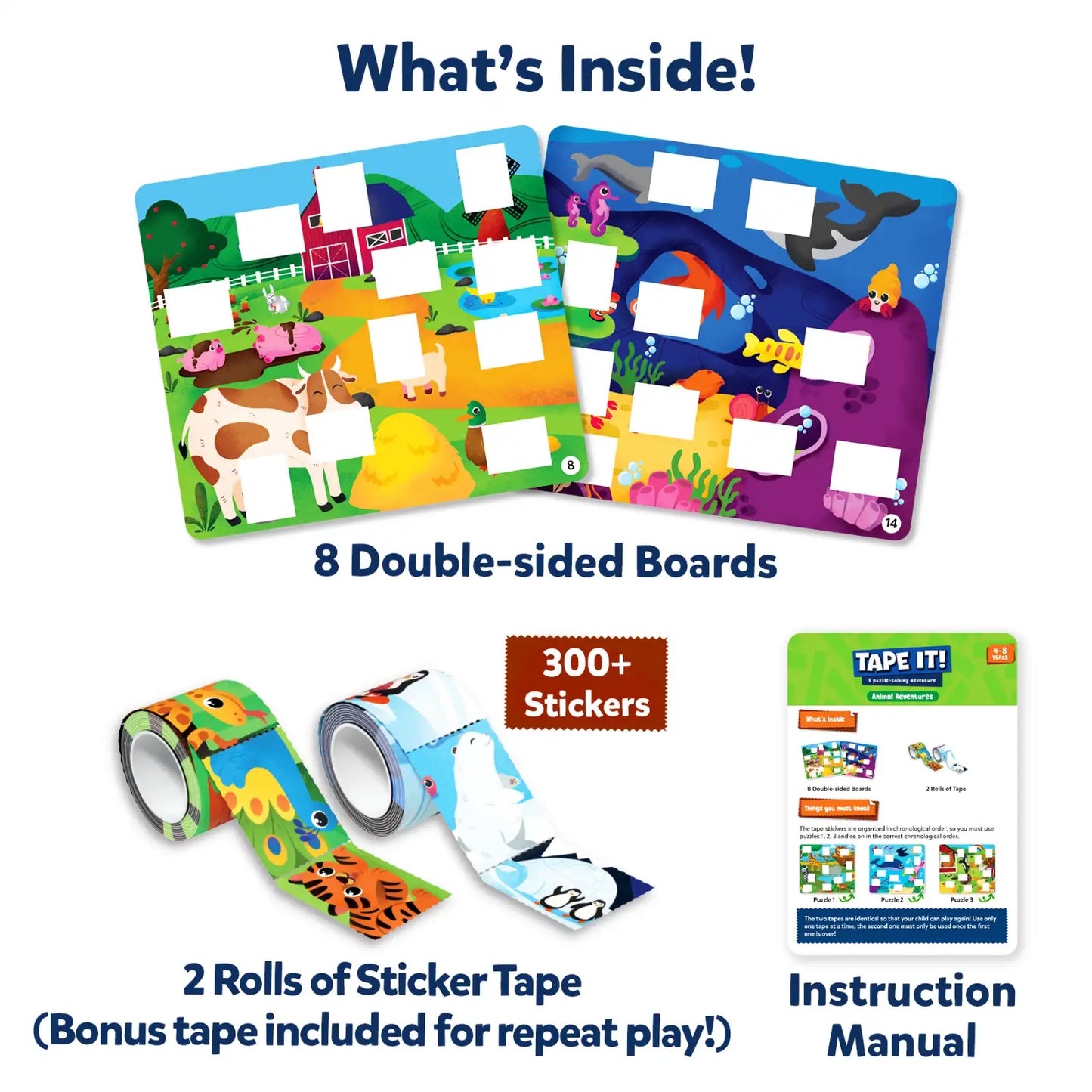 Title Tape It: Animal Adventures | Sticker Puzzle Activity (Ages 4-8)