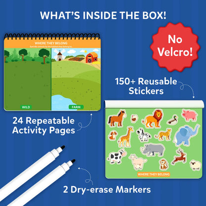 Skillmatics Montessori Busy Book for Toddlers – Preschool Learning Activities, 150+ Reusable Stickers