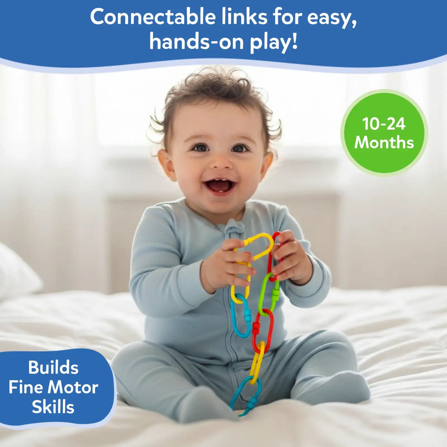 Linkies: Set of 36 Links | Connectable Learning Link Toy for Toddlers (10-24 months)