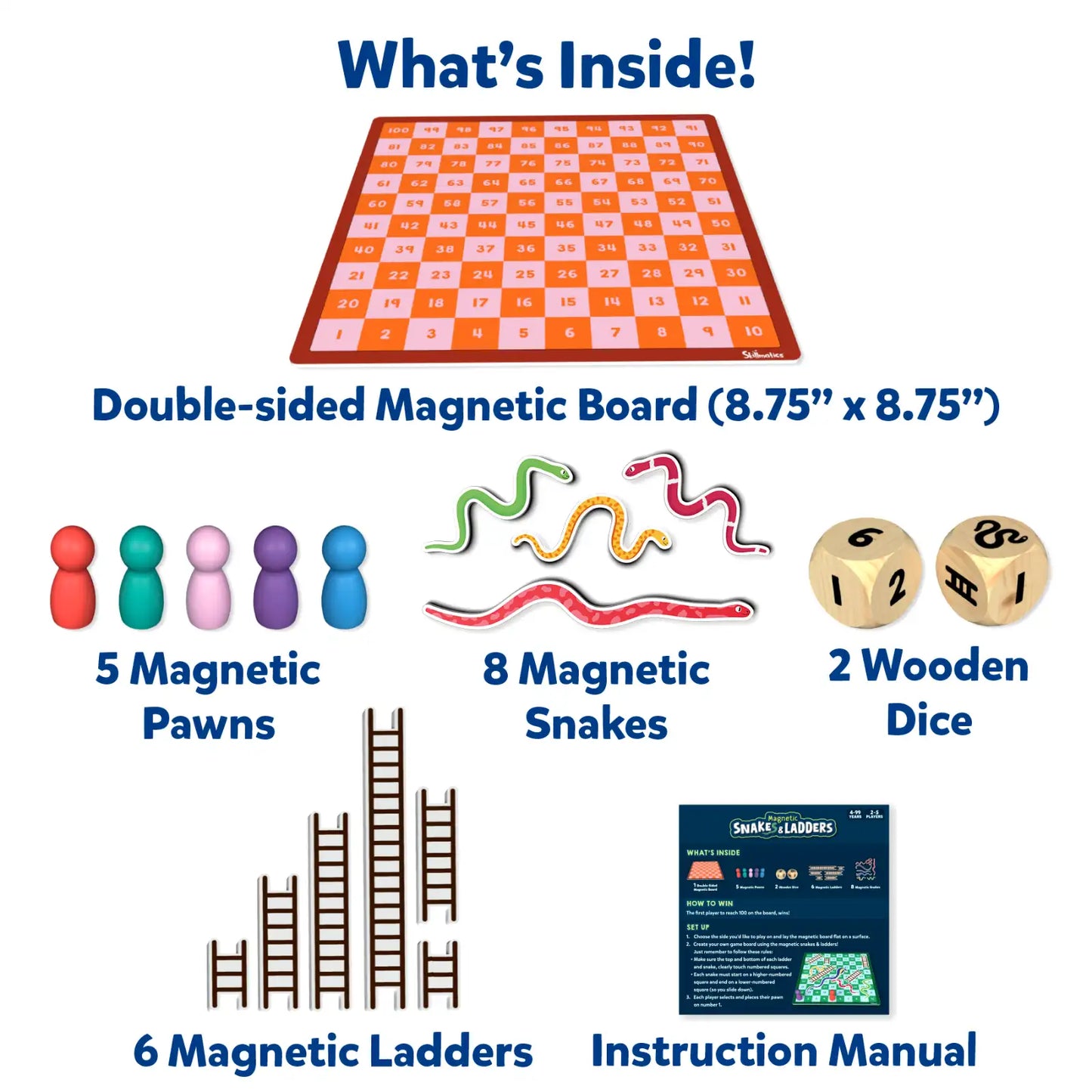 Snakes & Ladders | Magnetic & Customizable Board Game with a Twist (ages 4+)