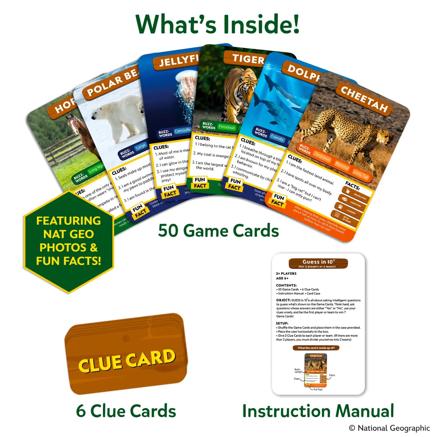 Guess in 10: National Geographic Animals | Trivia Card Game (ages 6+)