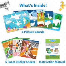 Tangram Puzzle Set from Tangram Twist: Amazing Animals No Mess Sticker Art for Kids