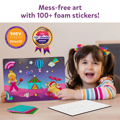 Foam sticker art set from Foil Fun Unicorn and Princess No Mess Art Kit for ages 4-9
