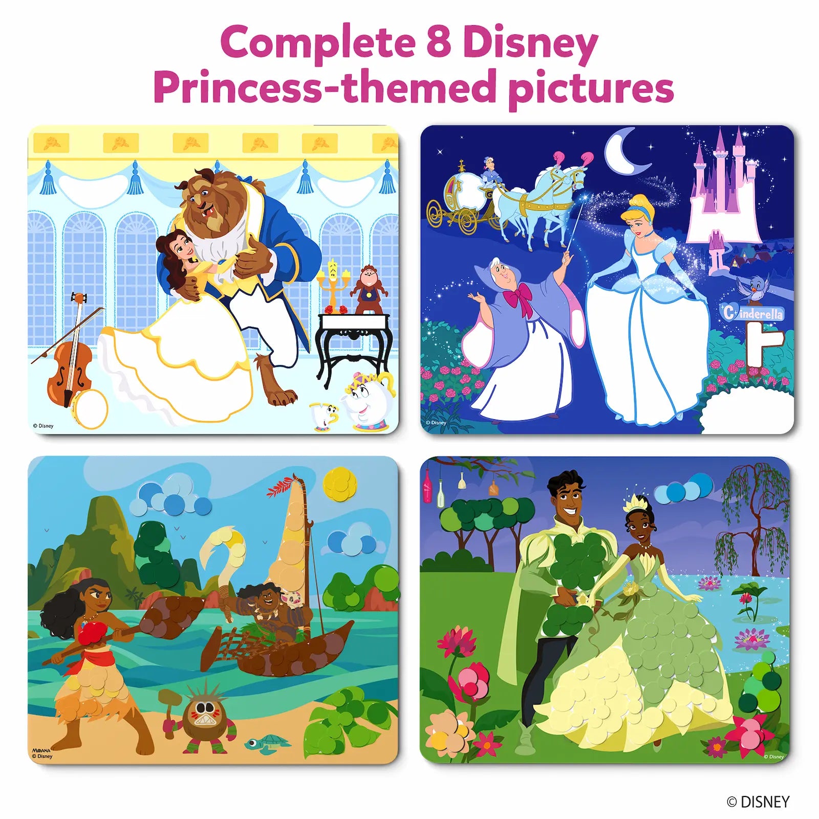 Disney Princess puzzle set from Dot it! No mess sticker art for kids ages 3-7