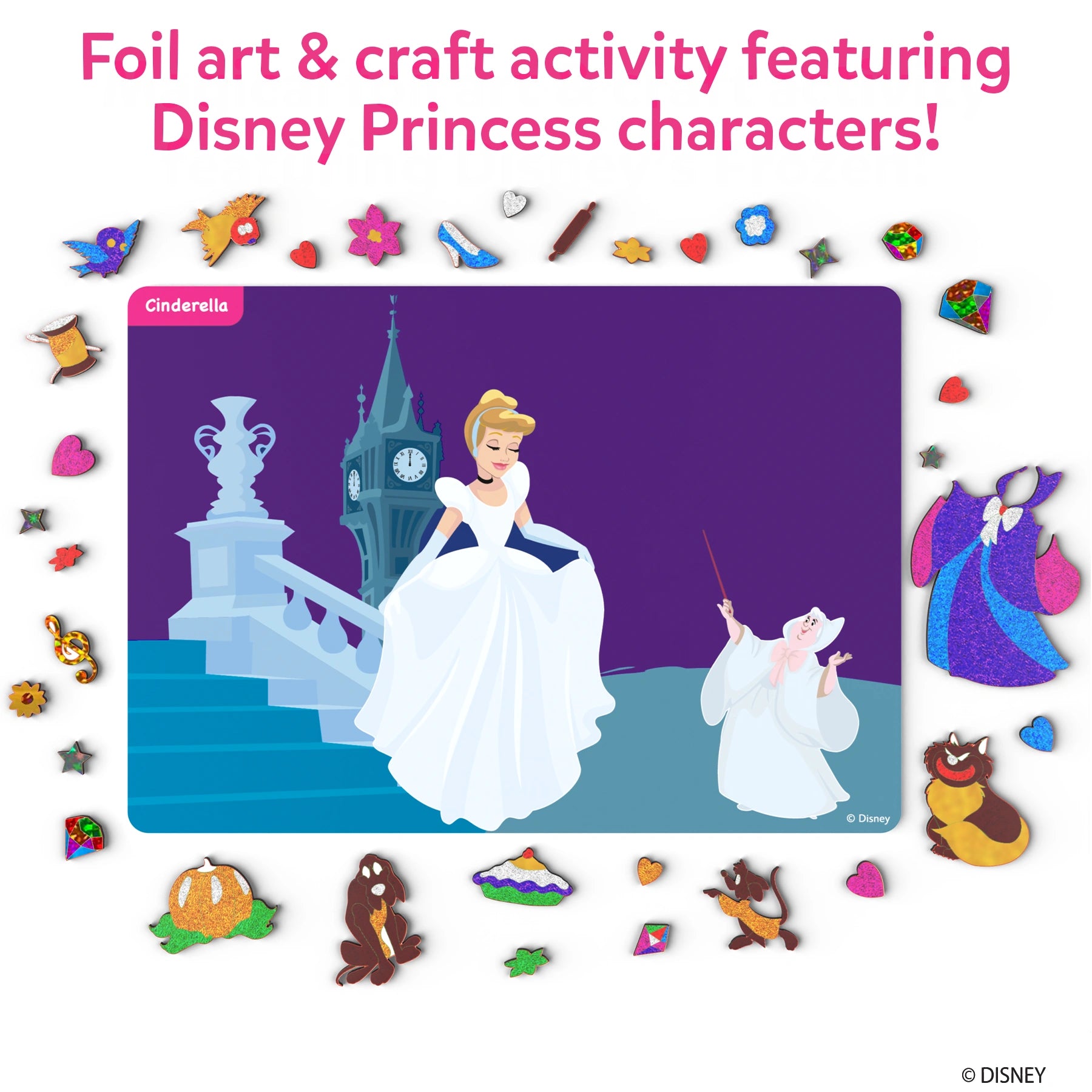 Cinderella foil art craft activity from Foil Fun Disney Princess art kit for kids
