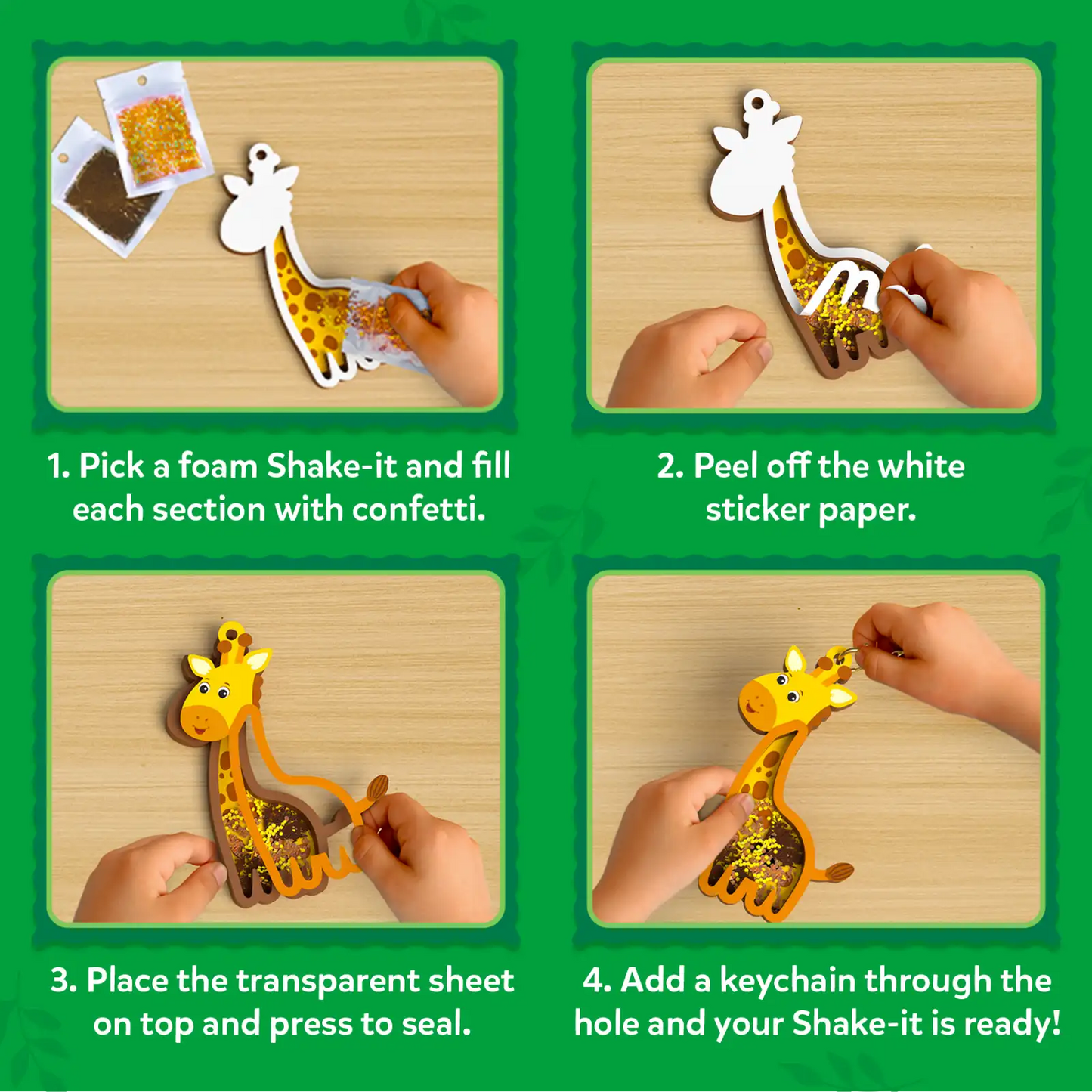 Shake-its: Amazing Animals | DIY Craft Kit with Keychains (ages 4-9)