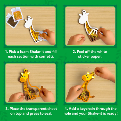 Shake-its: Amazing Animals | DIY Craft Kit with Keychains (ages 4-9)