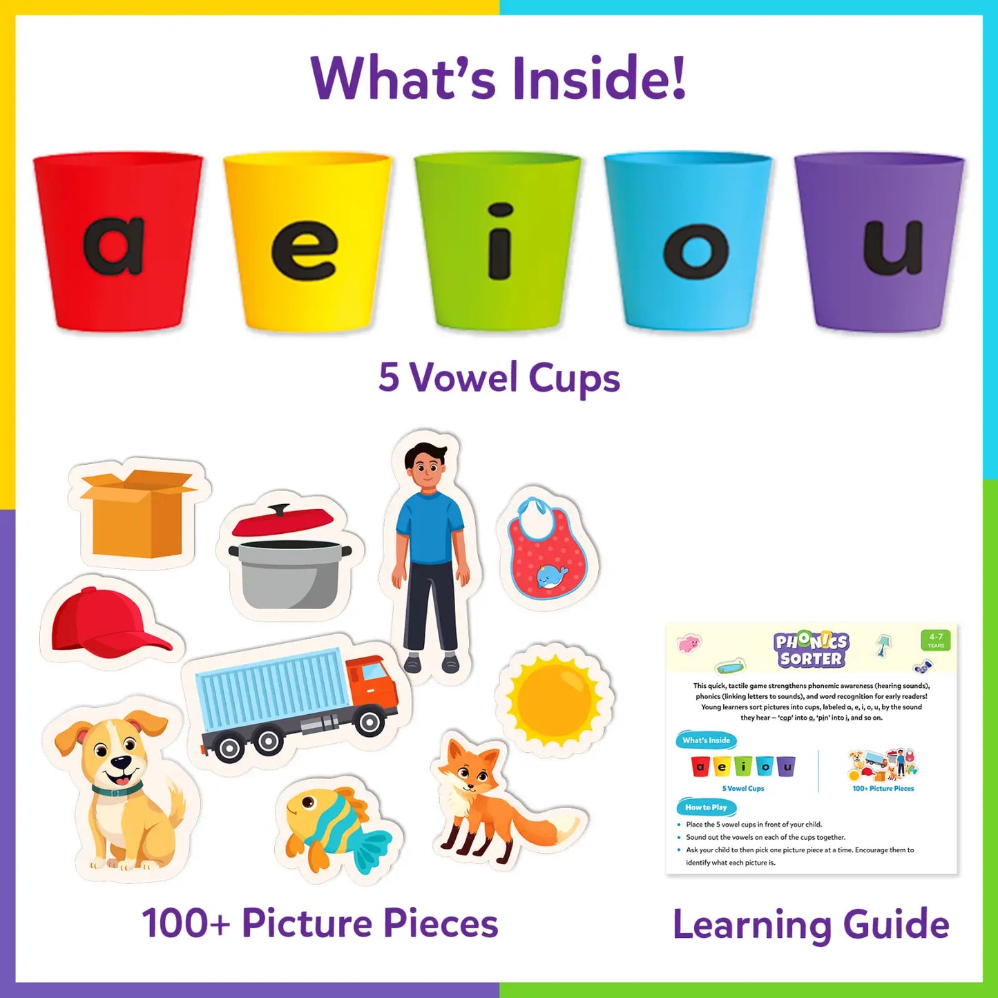 Phonics Sorter | Vowel Sorting & Early Reading Activity for Kids (ages 4-7)