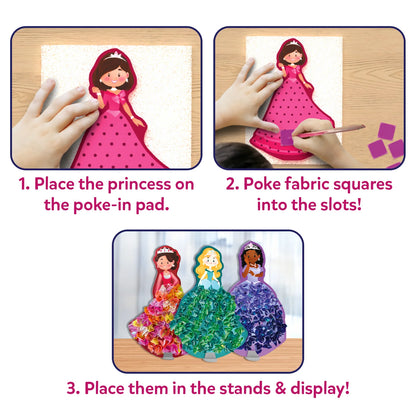 Princess craft activity instructions for Poke-in Art Magical Princesses mess-free art kit