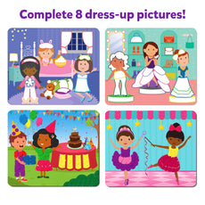 Colorful dress-up puzzle set from Dot it Dress Up No Mess Sticker Art for ages 3-7