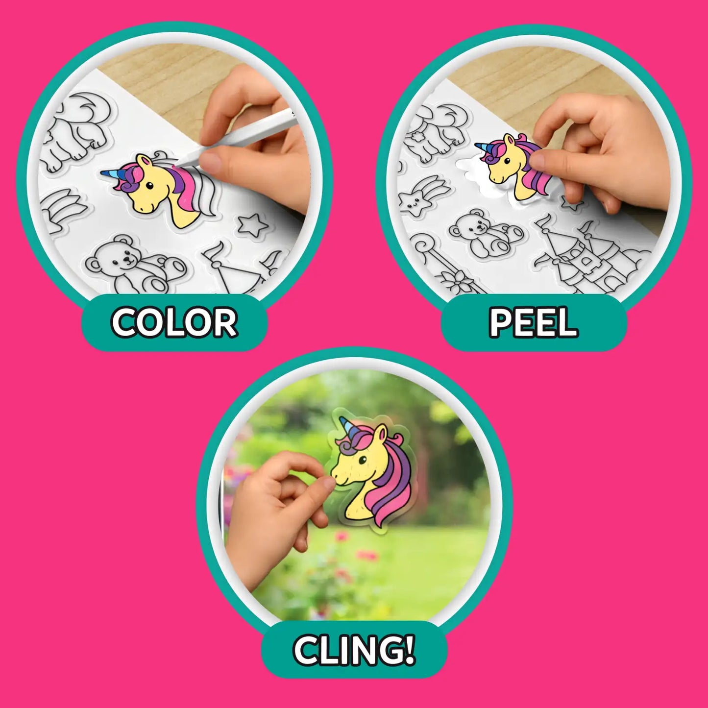Color Clingz Unicorns & Princesses | 50+ Reusable Mess-Free Static Stickers