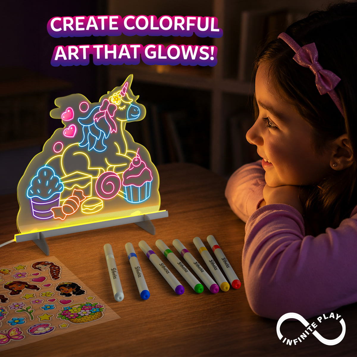 Light-Up Sketcher: Unicorns & Princesses | Reusable LED Drawing Boards (ages 4-8)
