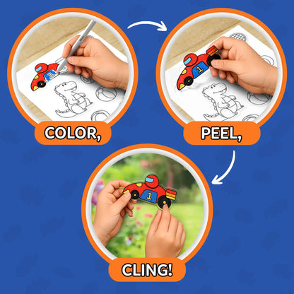 Color Clingz: Cars, Sports, Dinos & More! | Mess-Free Reusable Static Stickers (Ages 3-7)