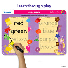 Educational book for children with color matching activity and princess theme