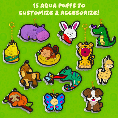 Aqua Puff animal keychains from Aqua Puffs Animal Friends 3D Art Kit for kids