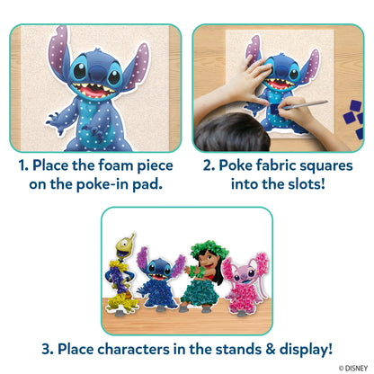 Instructions for creating a textured Stitch character craft from Poke-in Art Lilo & Stitch for kids