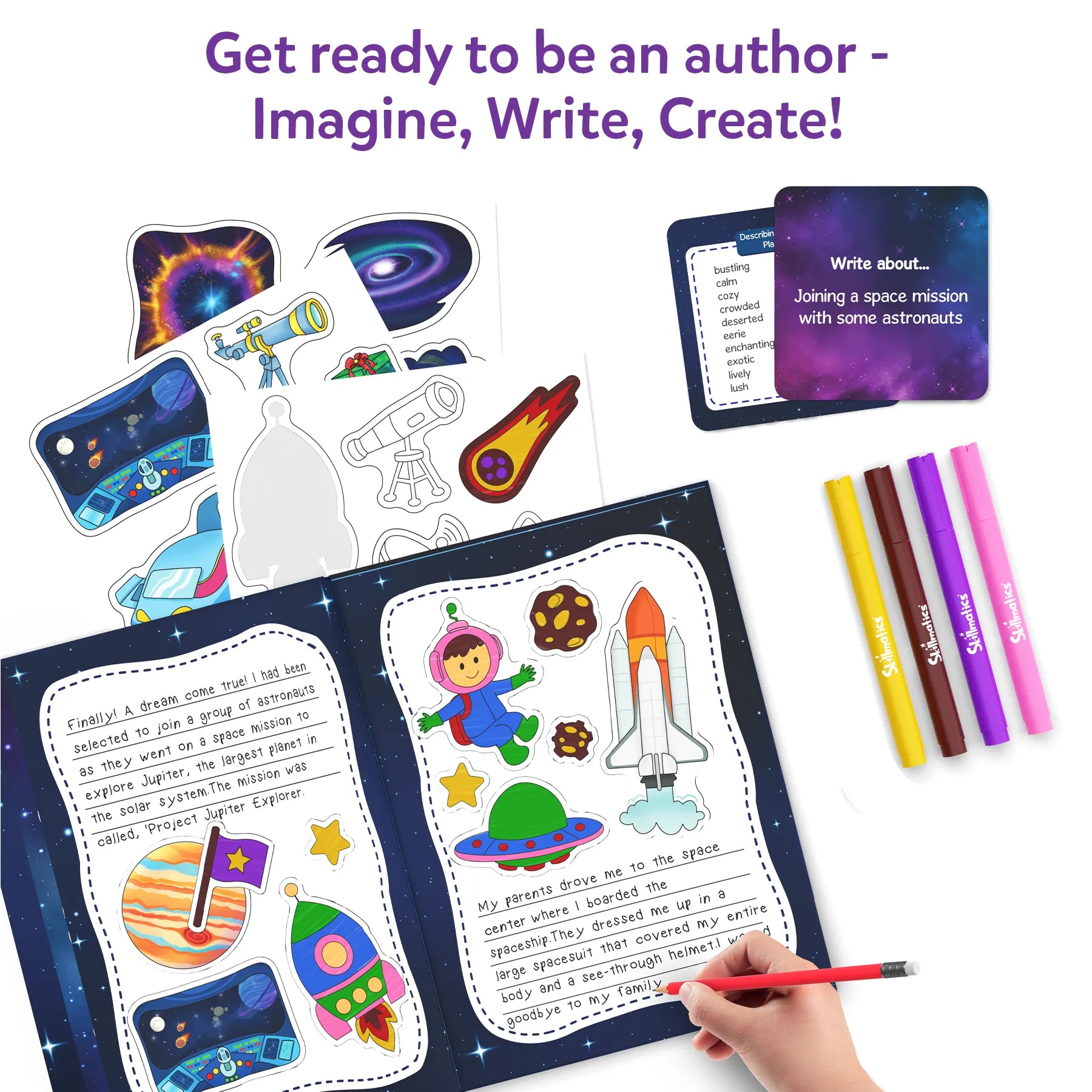Space-themed writing kit for kids in the My Storybook Art Kit Space Explorers
