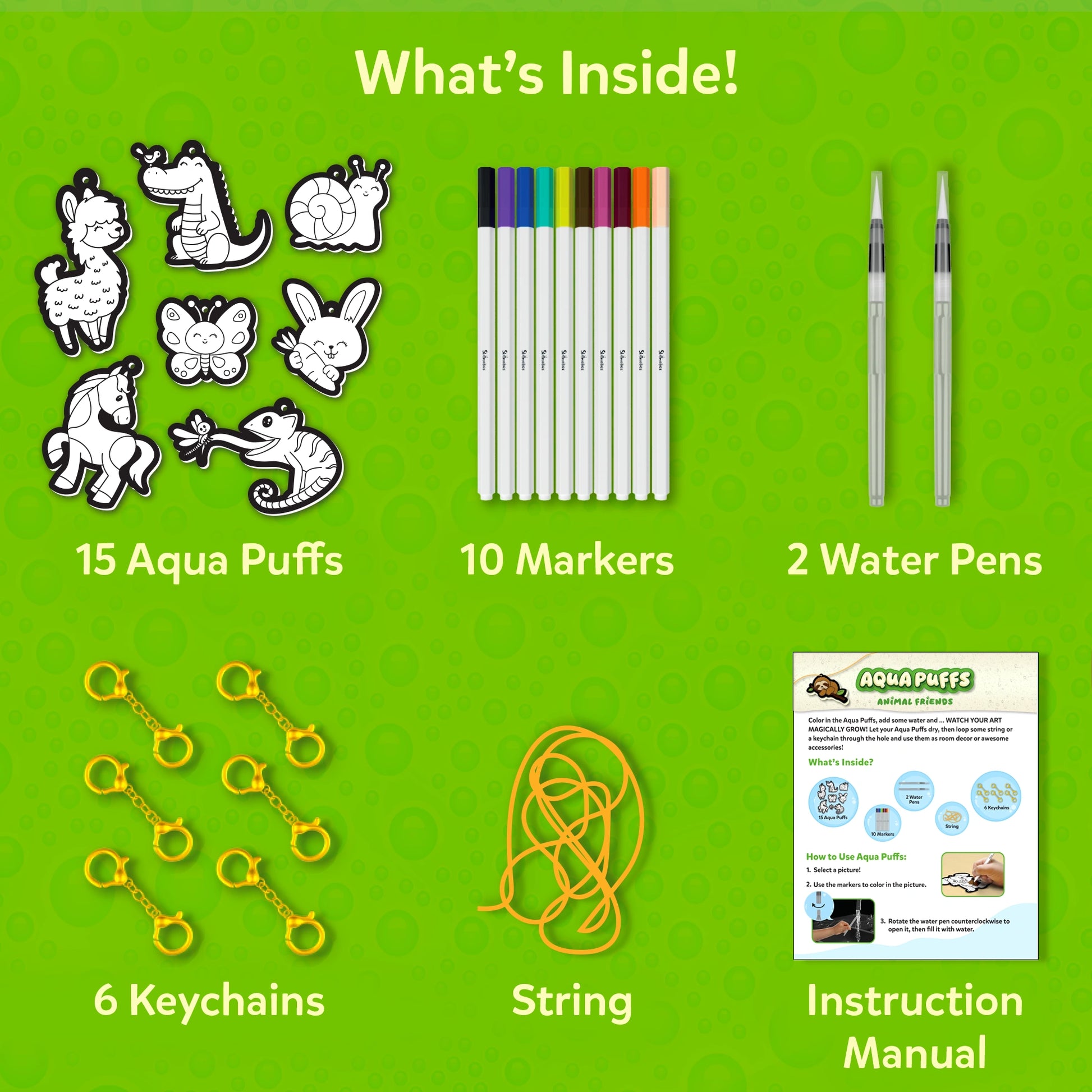 Aqua Puffs craft kit for creating colorful animal friends 3D art project for kids