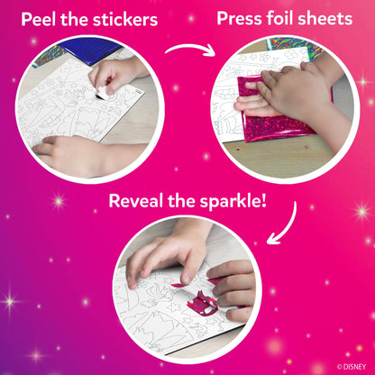 Sparkly foil art activity with Disney Princess designs from Foil Fun No Mess Art Kit